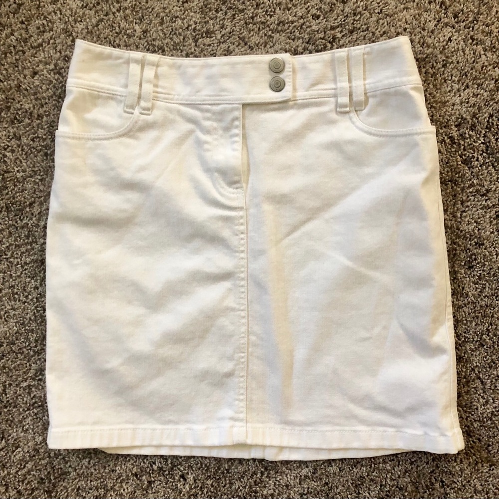 Ann Taylor white denim skirt